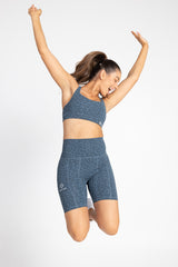 blue leopard print high waisted bike shorts-sweat proof activewear-idea athletic australia