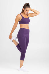 Strappy Back Crop - Deep Aubergine | Sweat resistant activewear by Idea Athletic Australia