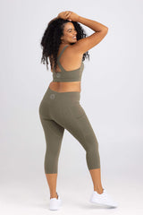3/4 Length Crop Tights - Military Green
