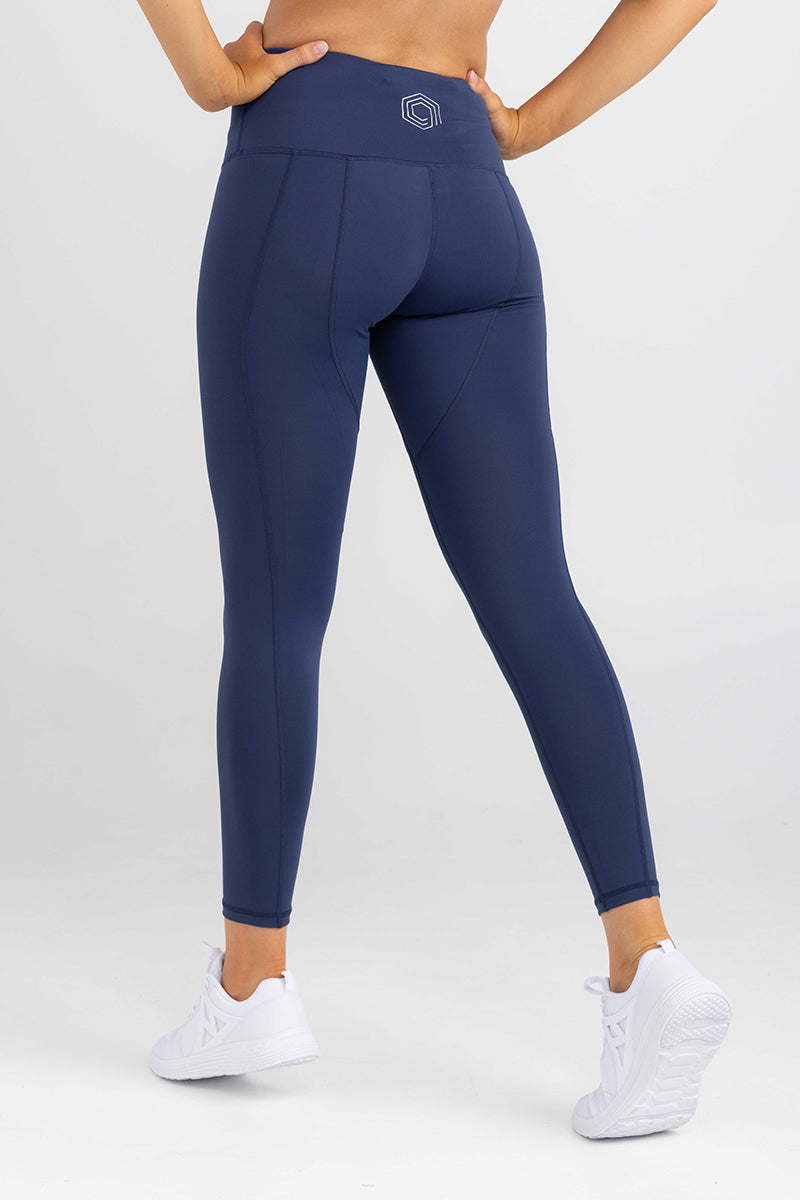 Sweat Proof Activewear  Full Length Legging with pockets - Luxe Navy Blue  – Idea Athletic