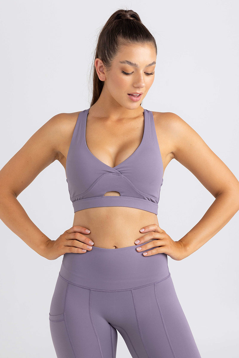 Cross Back, Key Hole Crop - Twilight Lavender | Sweat resistant activewear by Idea Athletic Australia