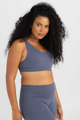 Classic Racer Back Activewear Crop / Sports Bra with sweat resistant fabric - Steel Violet