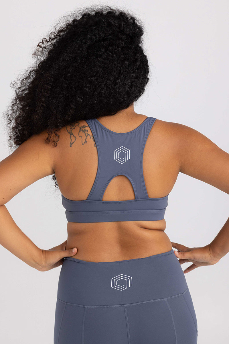 Classic Racer Back Activewear Crop / Sports Bra with sweat resistant fabric - Steel Violet