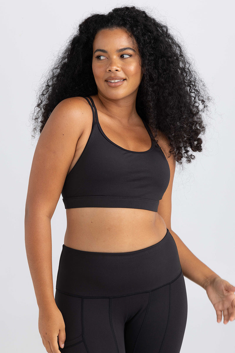invisiSweat Strappy Back Crop - Charcoal Black